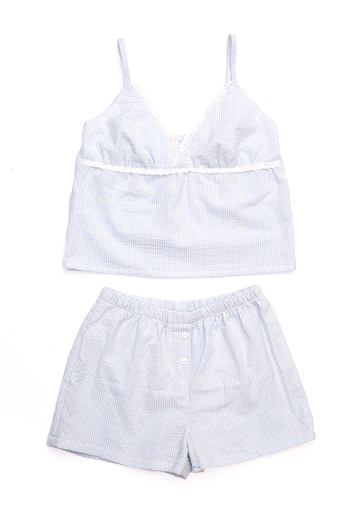 Florance PJ Set - Baby Blue Seersucker